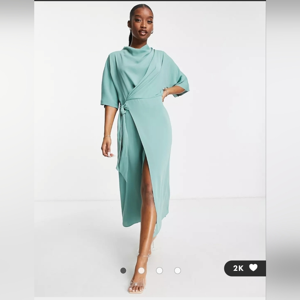 ASOS Sage Midi Wrap Dress Cowl Neck